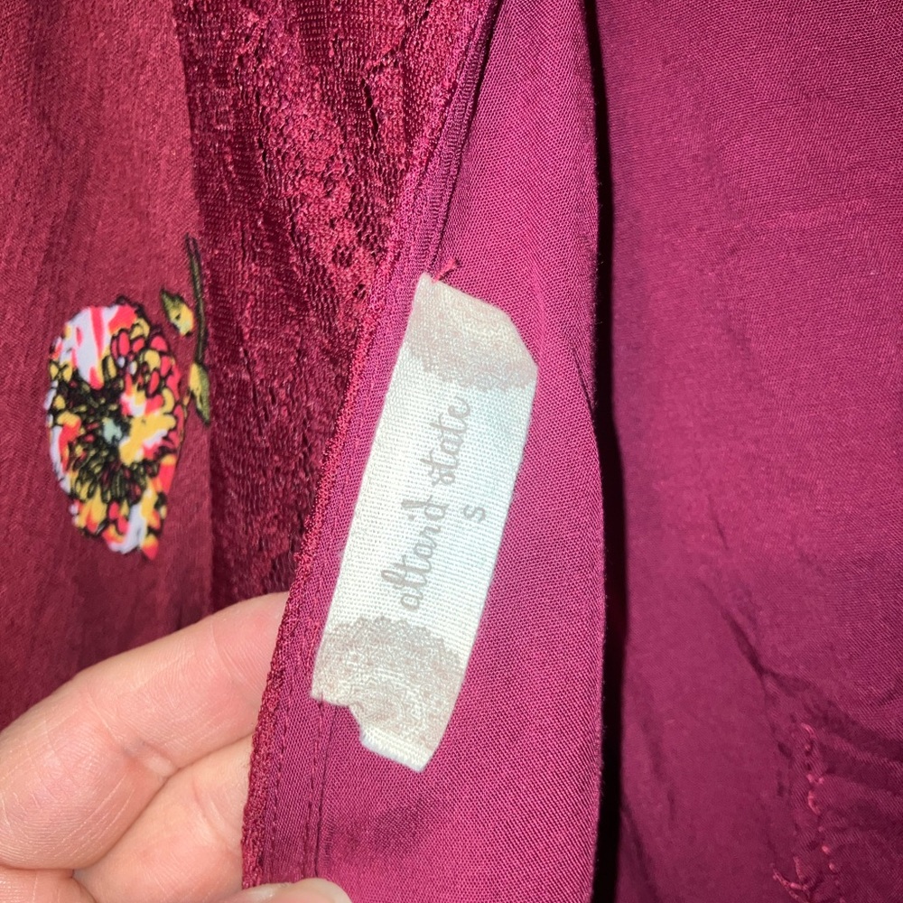 Altar’d State Cranberry Floral Double V Dress - Picture 5 of 6